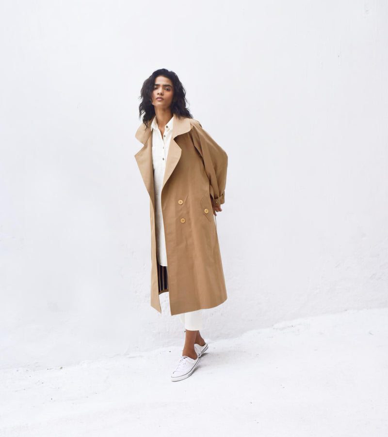 Heart Wood Trench Coat Jackets & Overlays by Khara Kapas for women Worldwide