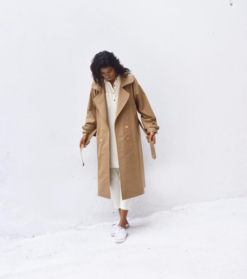 Heart Wood Trench Coat Jackets & Overlays by Khara Kapas for women Worldwide