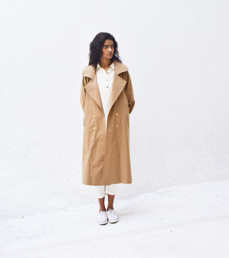 Heart Wood Trench Coat Jackets & Overlays by Khara Kapas for women Worldwide