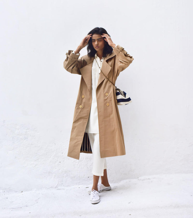 Heart Wood Trench Coat Jackets & Overlays by Khara Kapas for women Worldwide