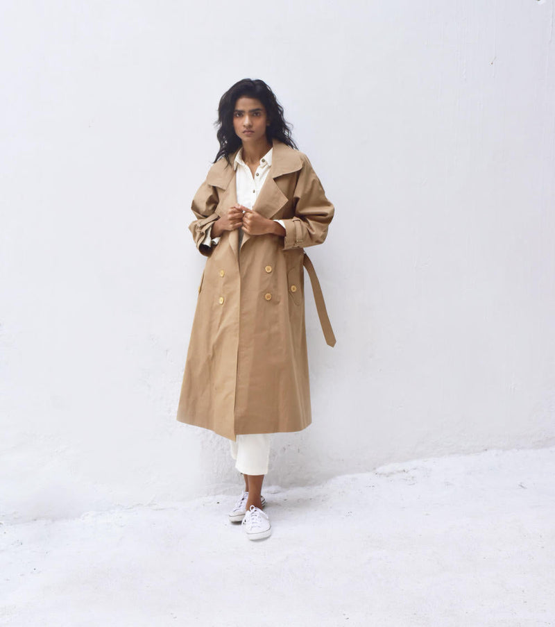 Heart Wood Trench Coat Jackets & Overlays by Khara Kapas for women Worldwide