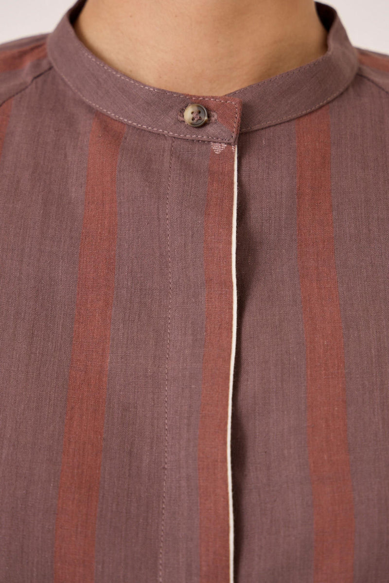 Heen Handwoven Brown Striped Top cotton by The Summer House in brown color for women Worldwide