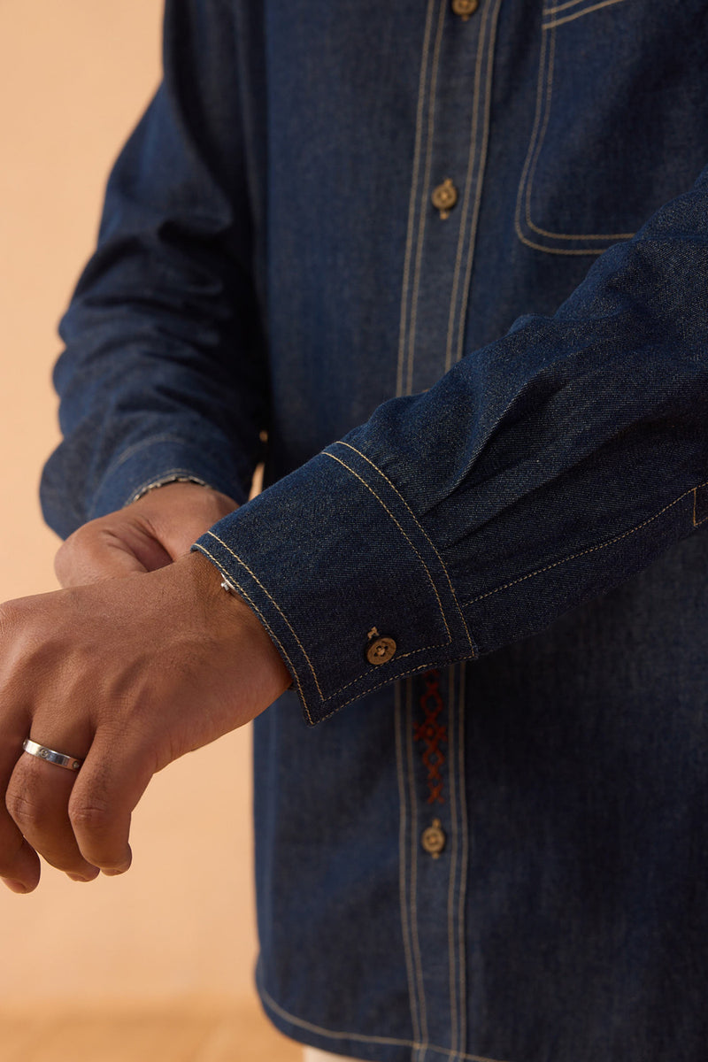 Heirloom Sustainable Men's Denim Shirt denim top/shirt by SUI in blue for women Worldwide