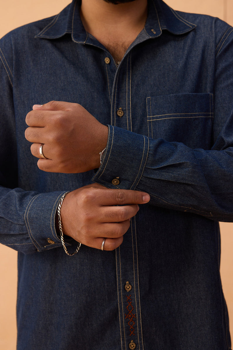 Heirloom Sustainable Men's Denim Shirt denim top/shirt by SUI in blue for women Worldwide