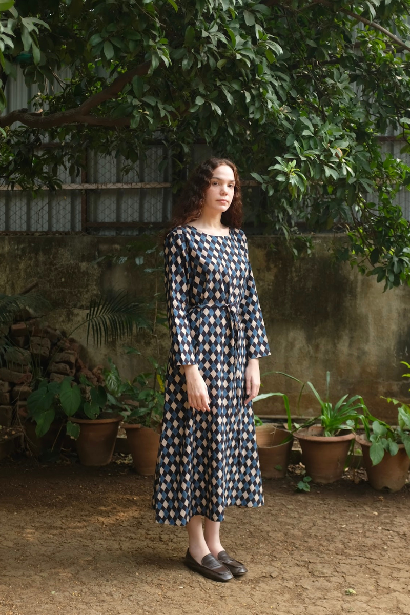 Helena - Ajrakh silk by MASON AND MILL in multi color for women Worldwide