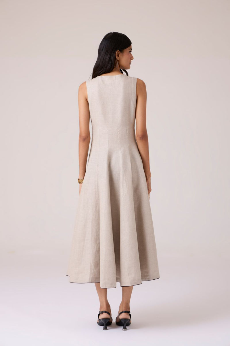 Helios Beige Embroidered Dress by The Summer House in beige color for women Worldwide