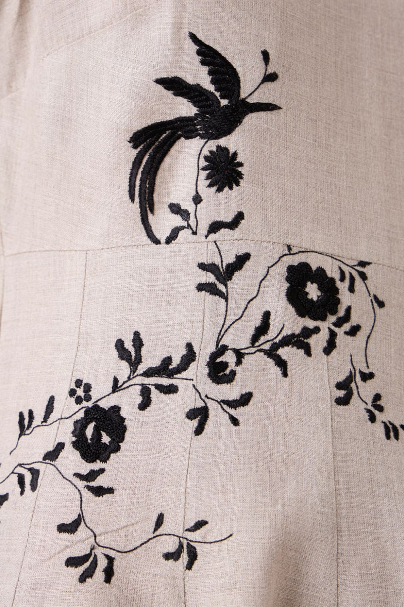 Helios Beige Embroidered Dress by The Summer House in beige color for women Worldwide