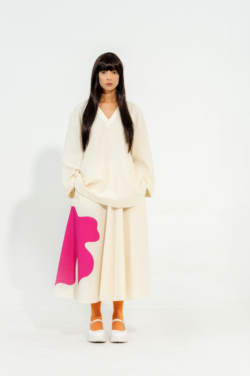 Hibiscus Top cotton matty tops and shirts by Stoique in natural, pink for women Worldwide