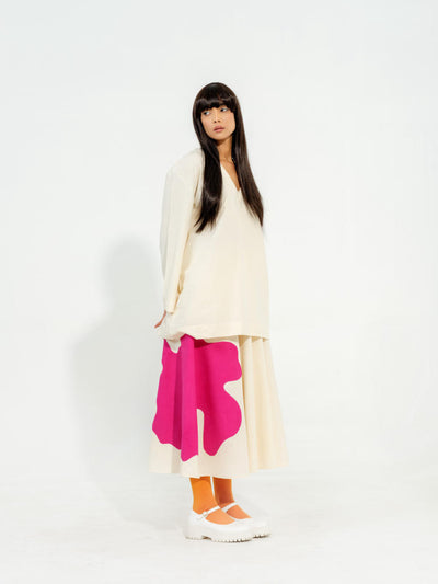 Hibiscus skirt - Natural + Pink