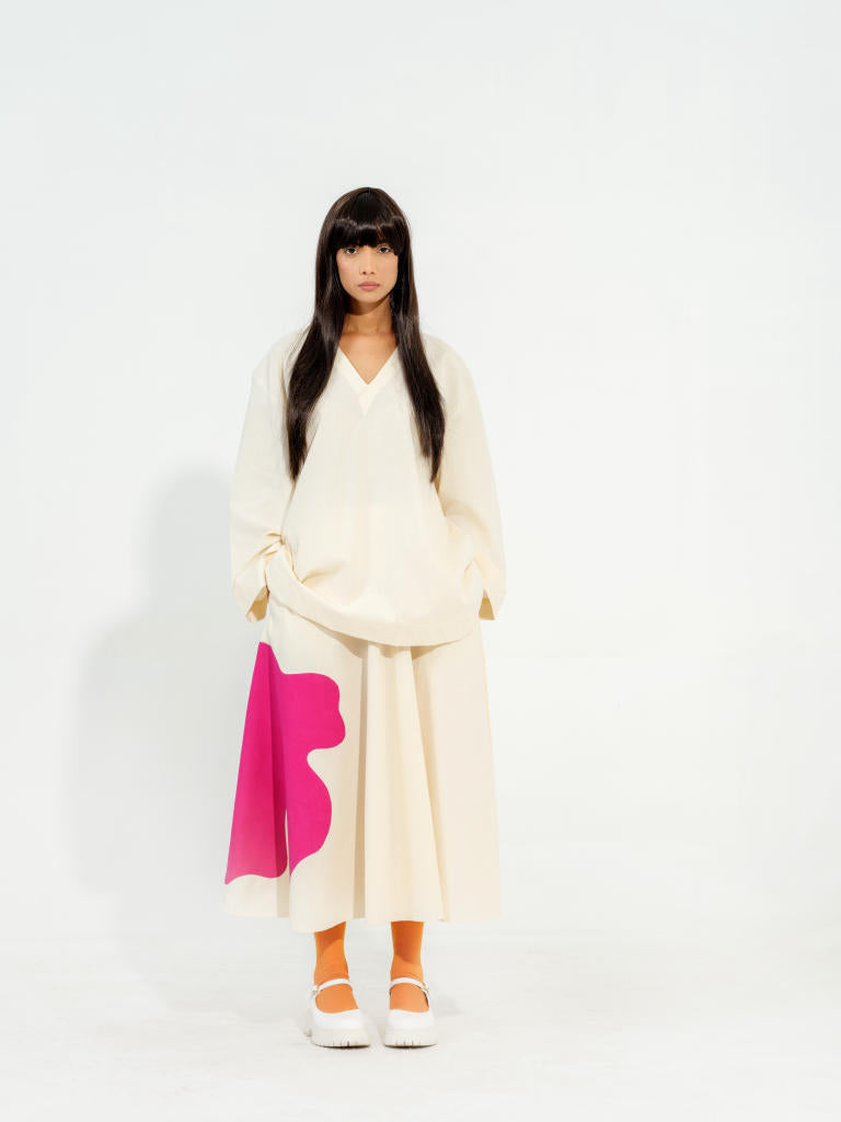 Hibiscus Top cotton matty tops and shirts by Stoique in natural, pink for women Worldwide
