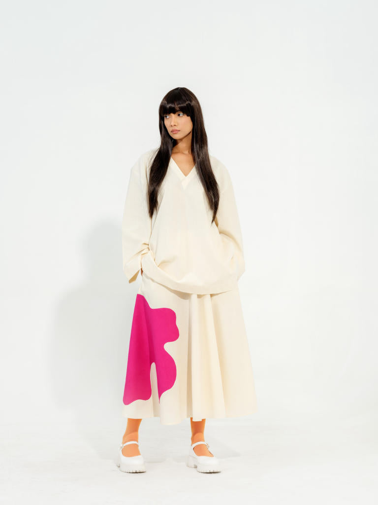 Hibiscus Top cotton matty tops and shirts by Stoique in natural, pink for women Worldwide