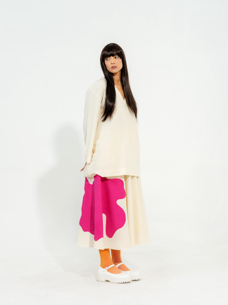 Hibiscus Top cotton matty tops and shirts by Stoique in natural, pink for women Worldwide
