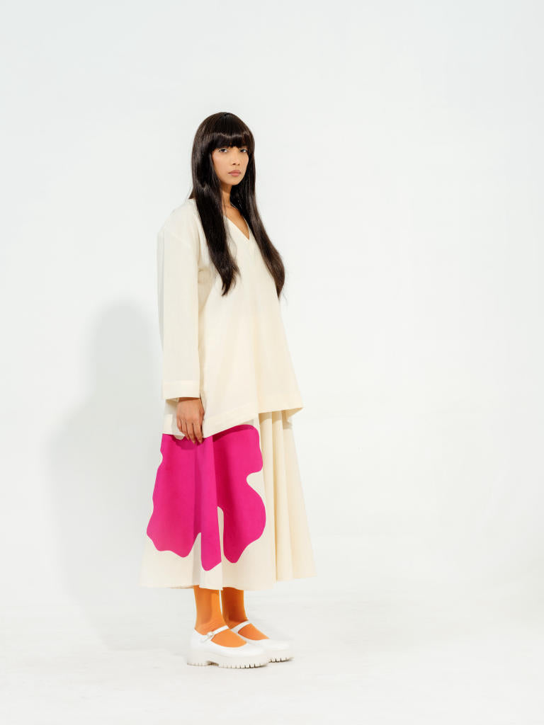 Hibiscus Top cotton matty tops and shirts by Stoique in natural, pink for women Worldwide