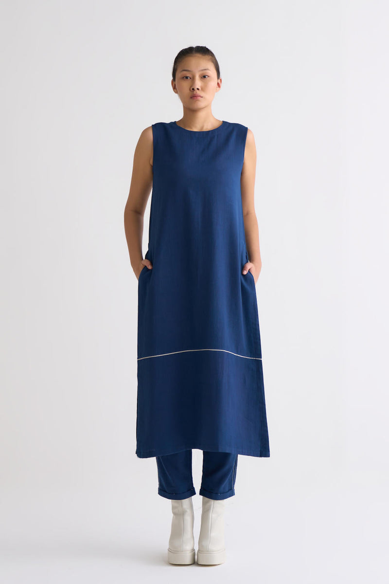 High Slit Tunic Co-ord - Navy Co-ord Set,Top & Tunics by THREE for women Worldwide