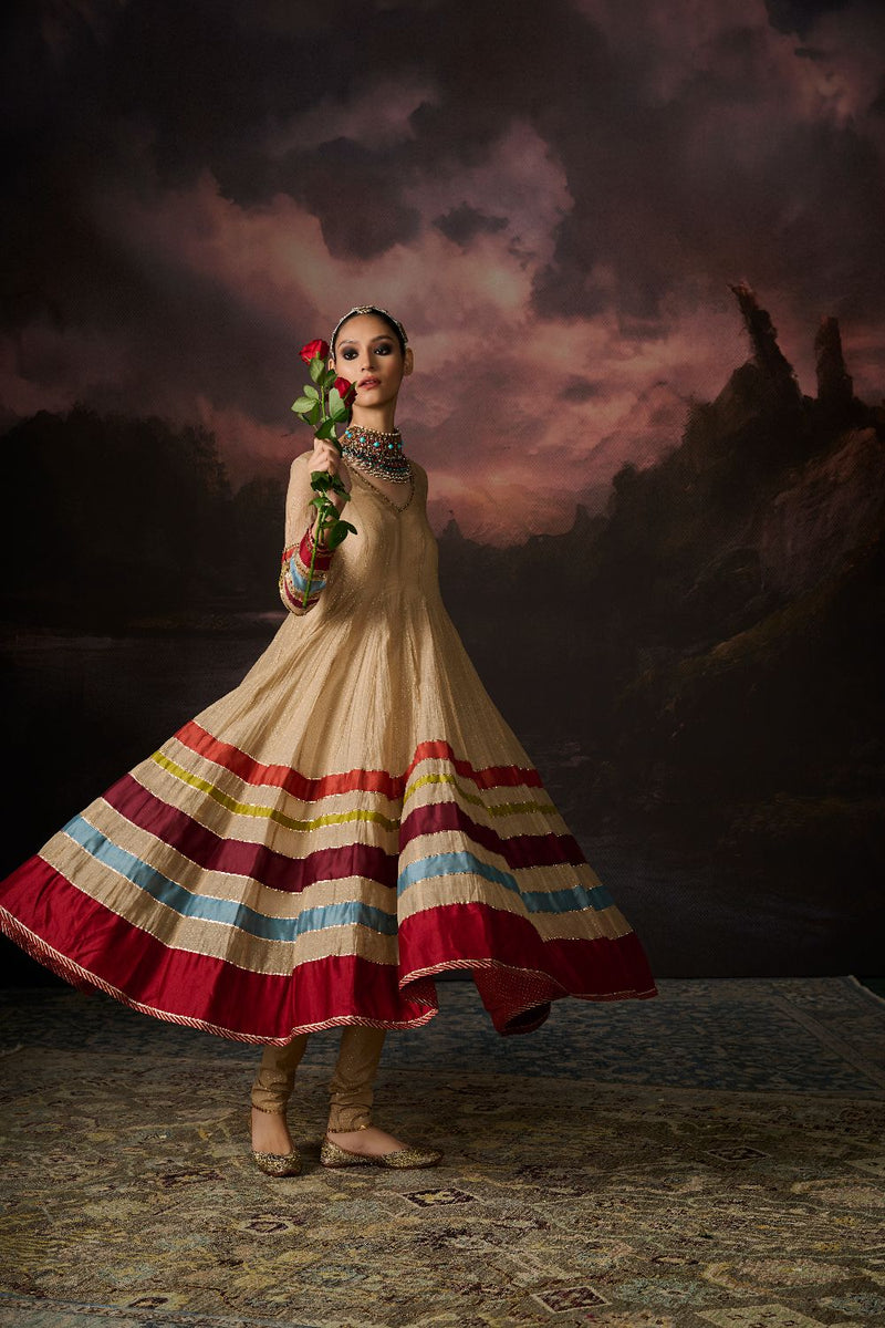 IFFAT CHURIDAR cotton by SWATTI KAPOOR in gold color for women Worldwide