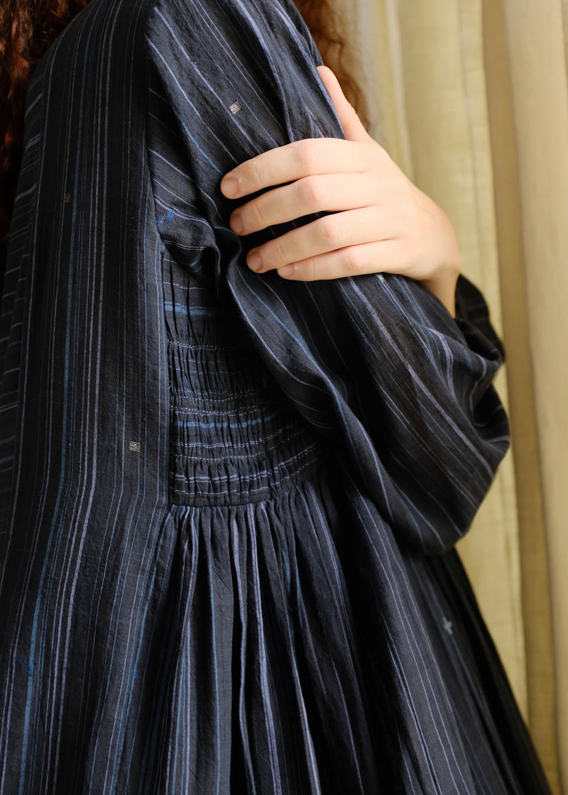 Naomi Dress cotton jamdani dress by MASON AND MILL in blue for women Worldwide