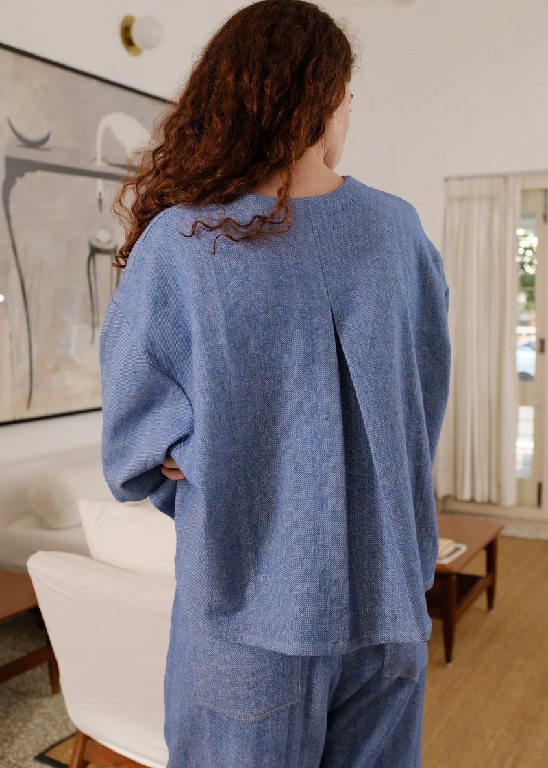 Ester Top indigenous cotton top/shirt by MASON AND MILL in blue for women Worldwide