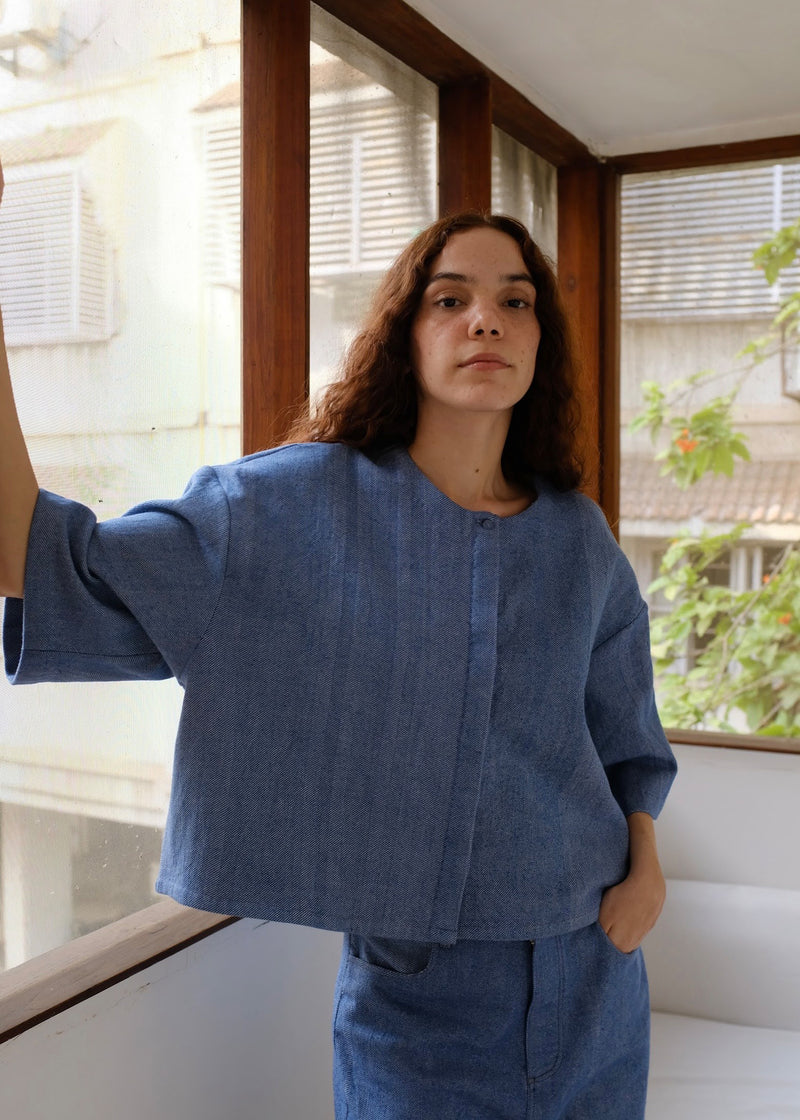 Ester Top indigenous cotton top/shirt by MASON AND MILL in blue for women Worldwide