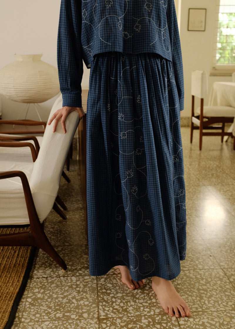 Jude Skirt handwoven cotton skirt by MASON AND MILL in navy blue for women Worldwide