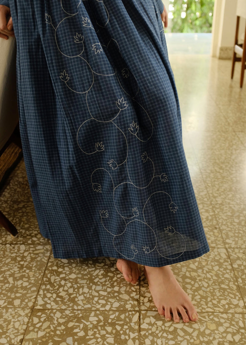 Jude Skirt handwoven cotton skirt by MASON AND MILL in navy blue for women Worldwide
