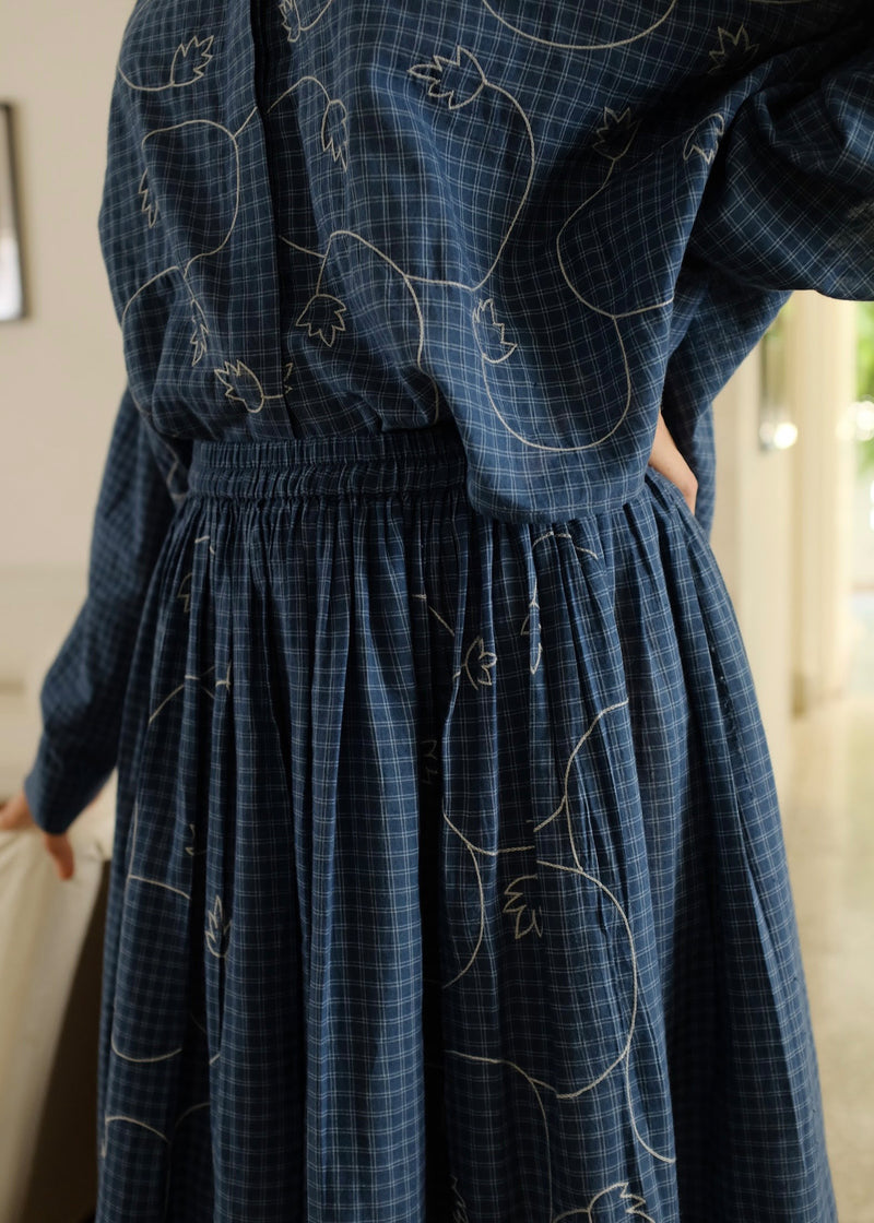 Jude Skirt handwoven cotton skirt by MASON AND MILL in navy blue for women Worldwide