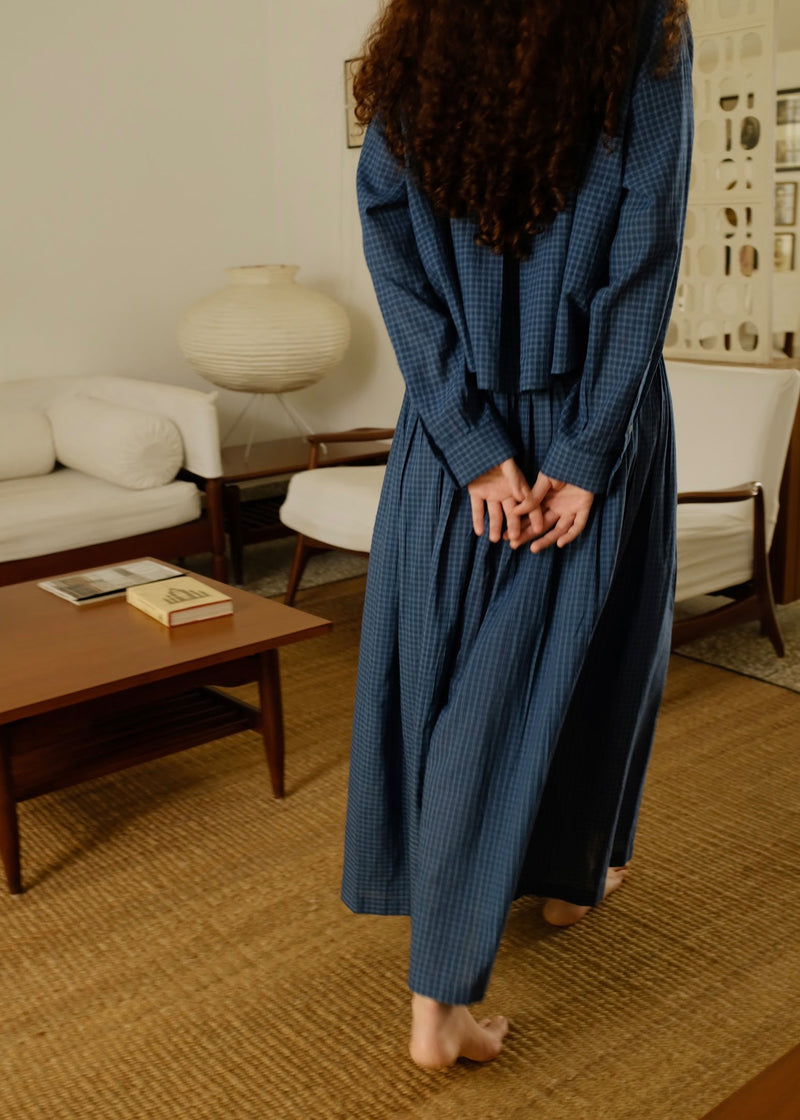Jude Skirt handwoven cotton skirt by MASON AND MILL in navy blue for women Worldwide