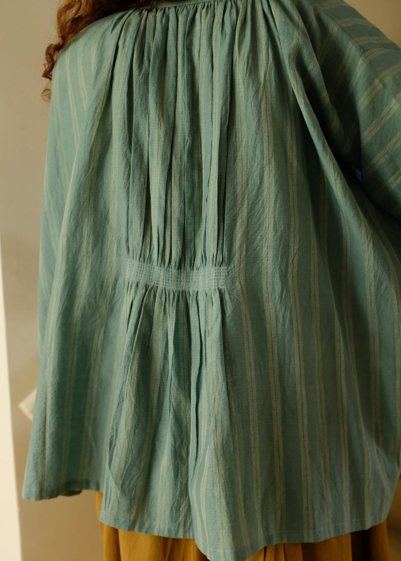 Maria Top cotton silk top/shirt by MASON AND MILL in sea green for women Worldwide
