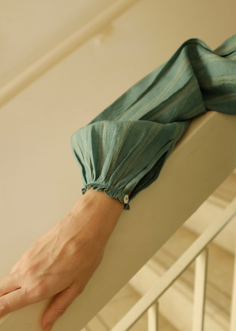 Maria Top cotton silk top/shirt by MASON AND MILL in sea green for women Worldwide