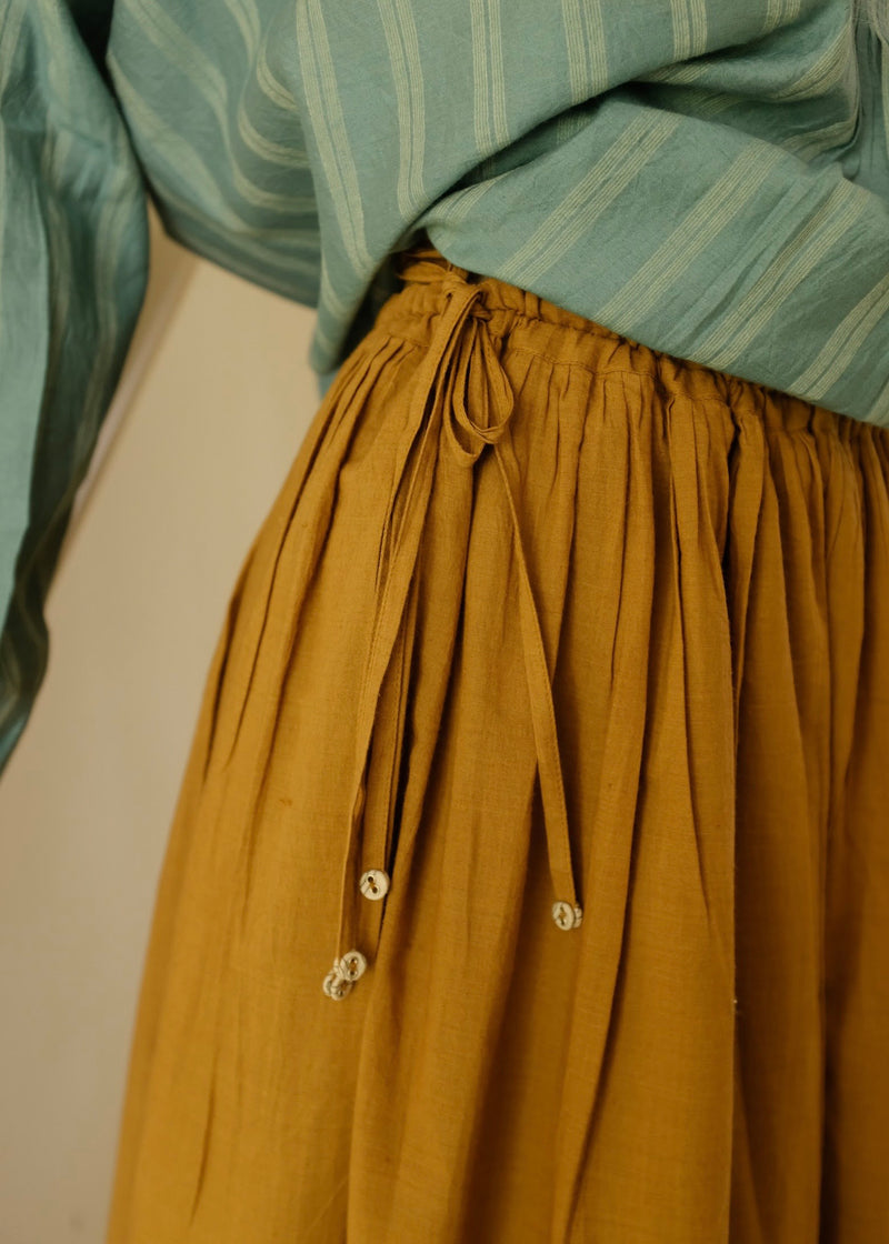 Della Skirt handwoven cotton top/shirt by MASON AND MILL in mustard yellow for women Worldwide