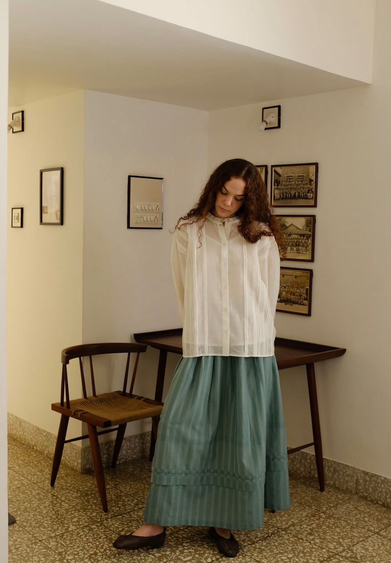 Sora Top cotton silk top/shirt by MASON AND MILL in off-white for women Worldwide