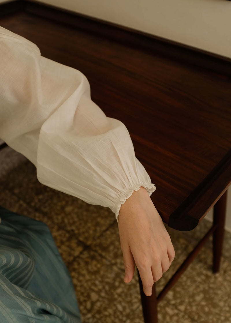 Sora Top cotton silk top/shirt by MASON AND MILL in off-white for women Worldwide