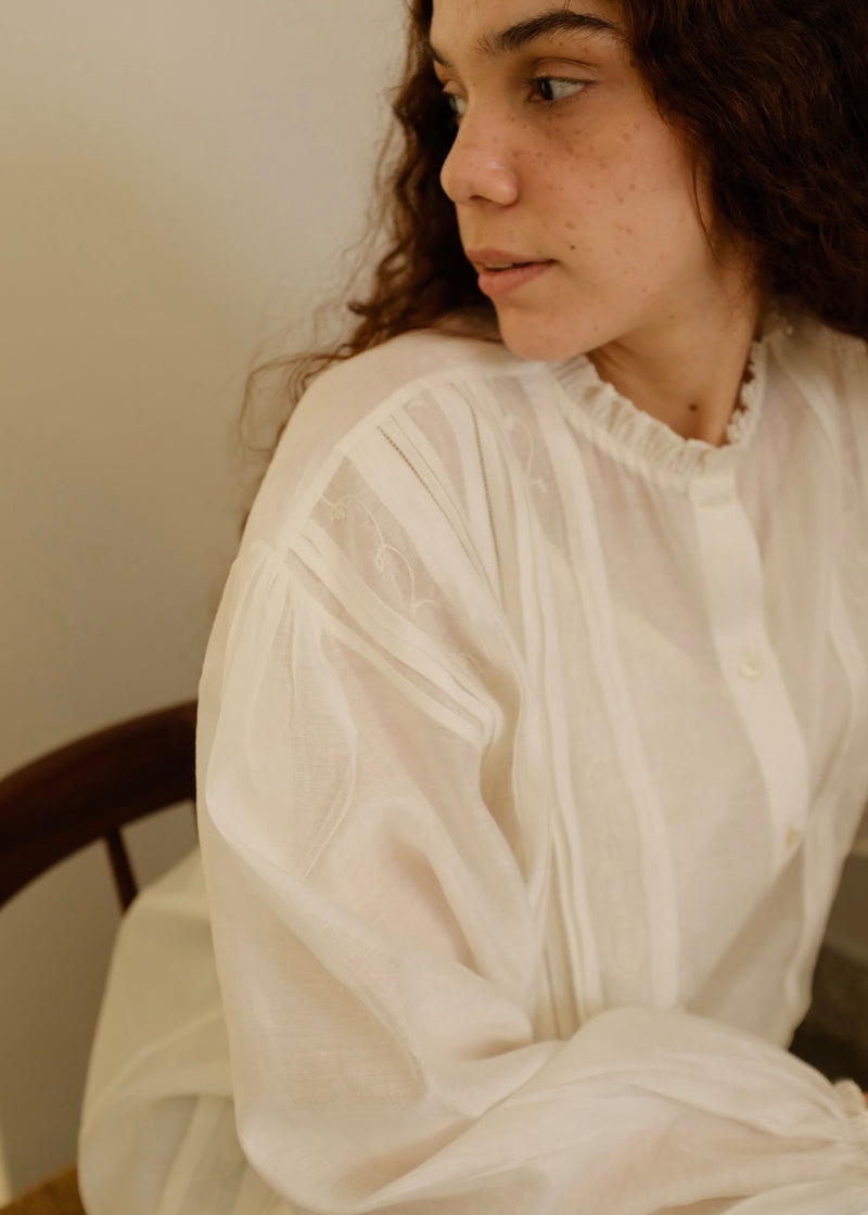 Sora Top cotton silk top/shirt by MASON AND MILL in off-white for women Worldwide