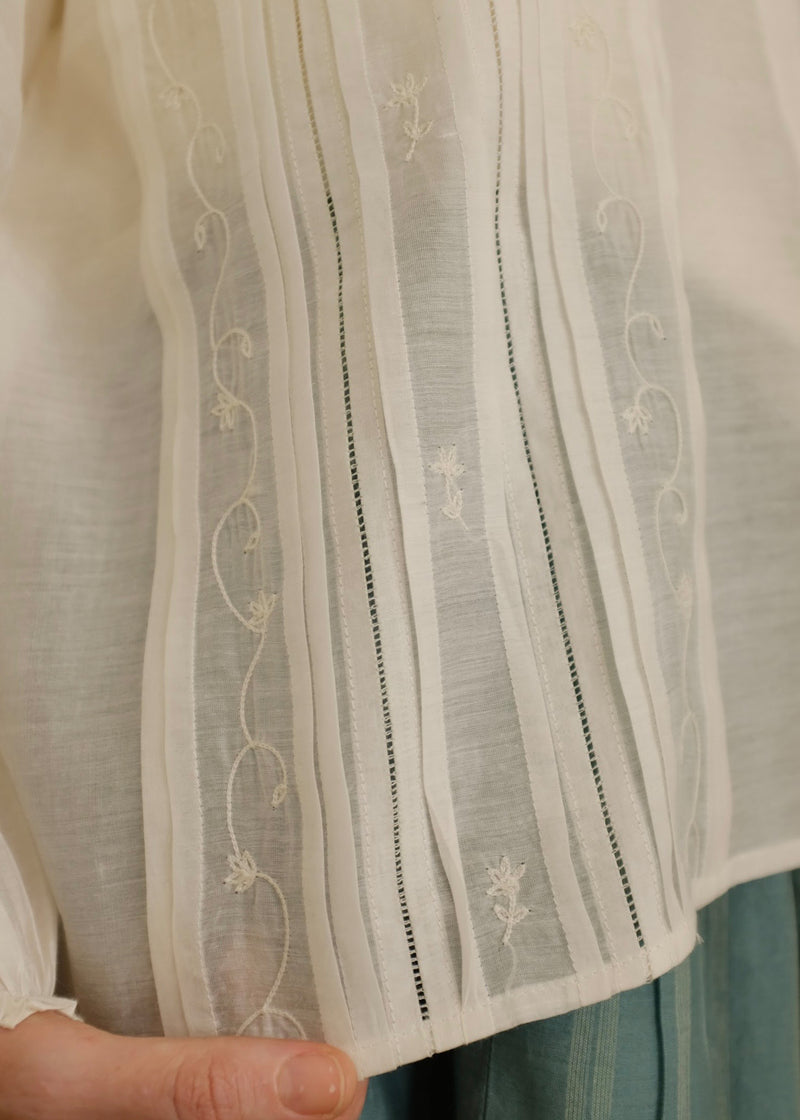 Sora Top cotton silk top/shirt by MASON AND MILL in off-white for women Worldwide