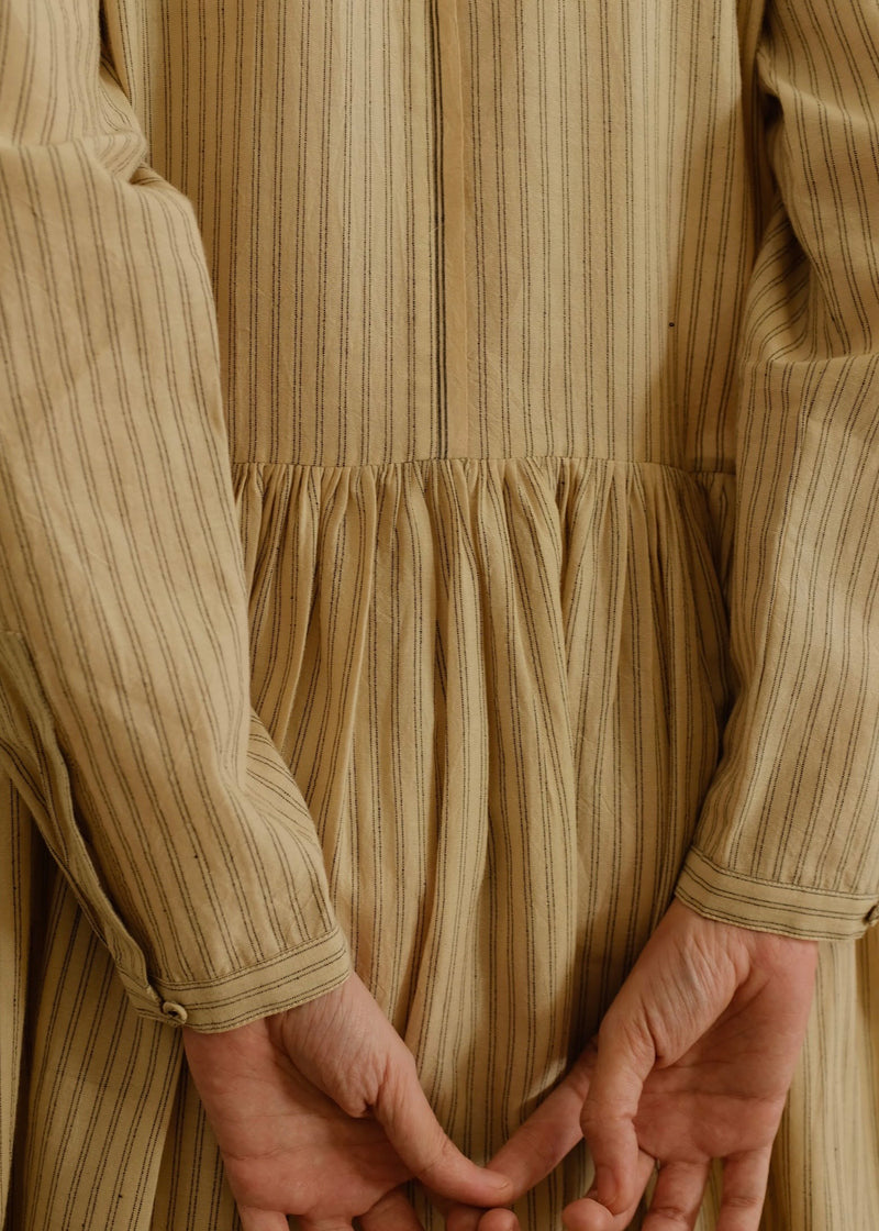 Blake-Sand Dress handwoven cotton dress by MASON AND MILL in beige for women Worldwide