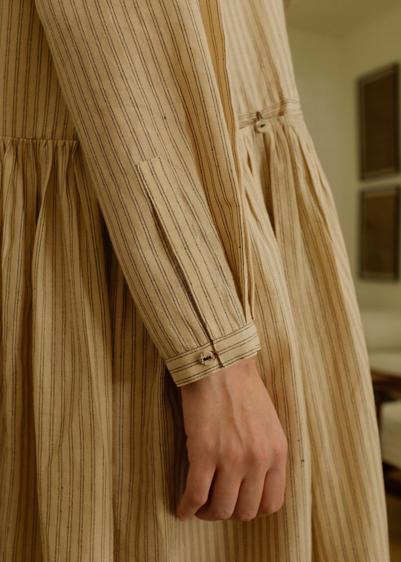 Blake-Sand Dress handwoven cotton dress by MASON AND MILL in beige for women Worldwide