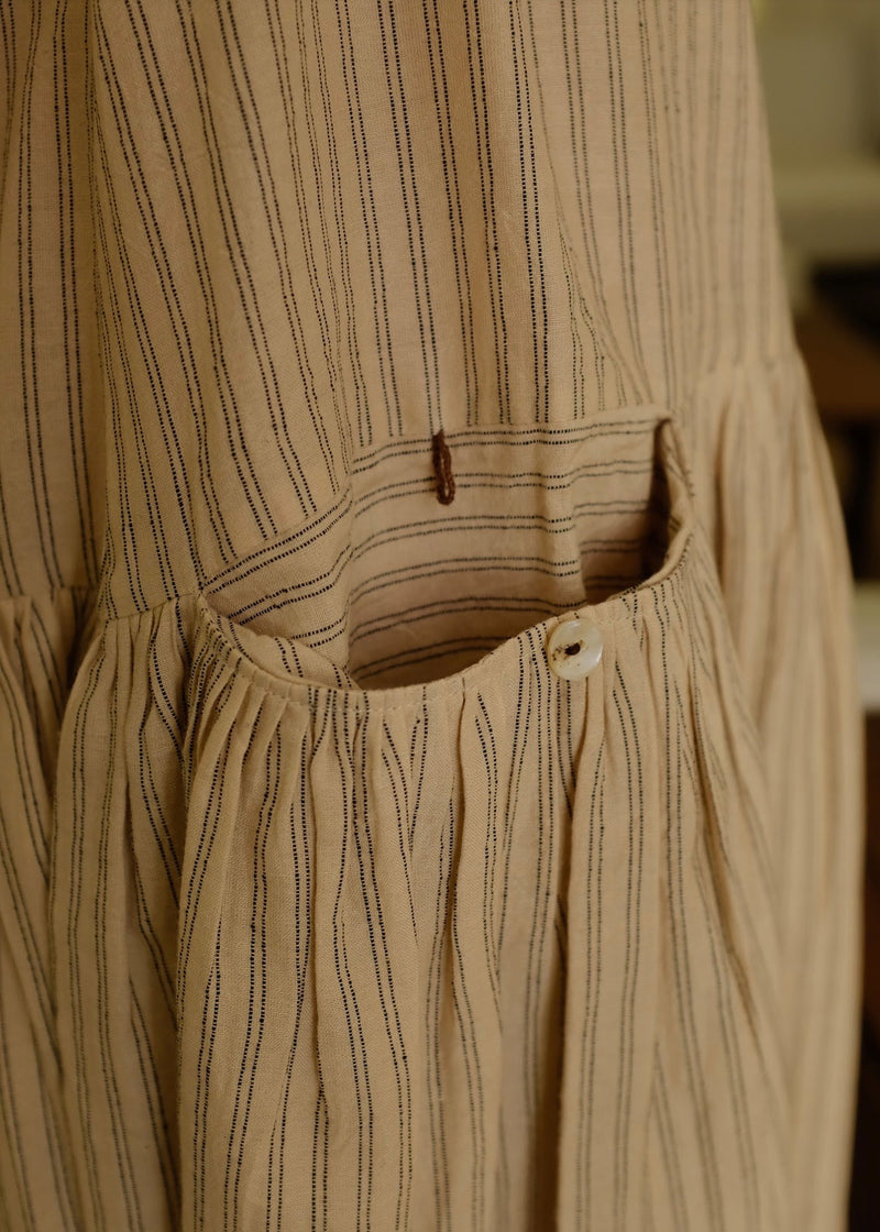 Blake-Sand Dress handwoven cotton dress by MASON AND MILL in beige for women Worldwide