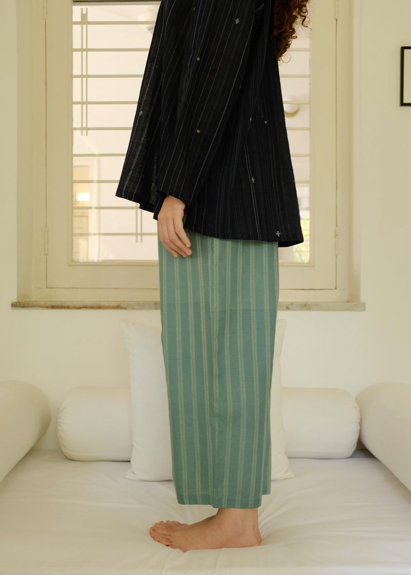 Joey-Sea Green Pant cotton silk pant/trouser by MASON AND MILL in sea green for women Worldwide