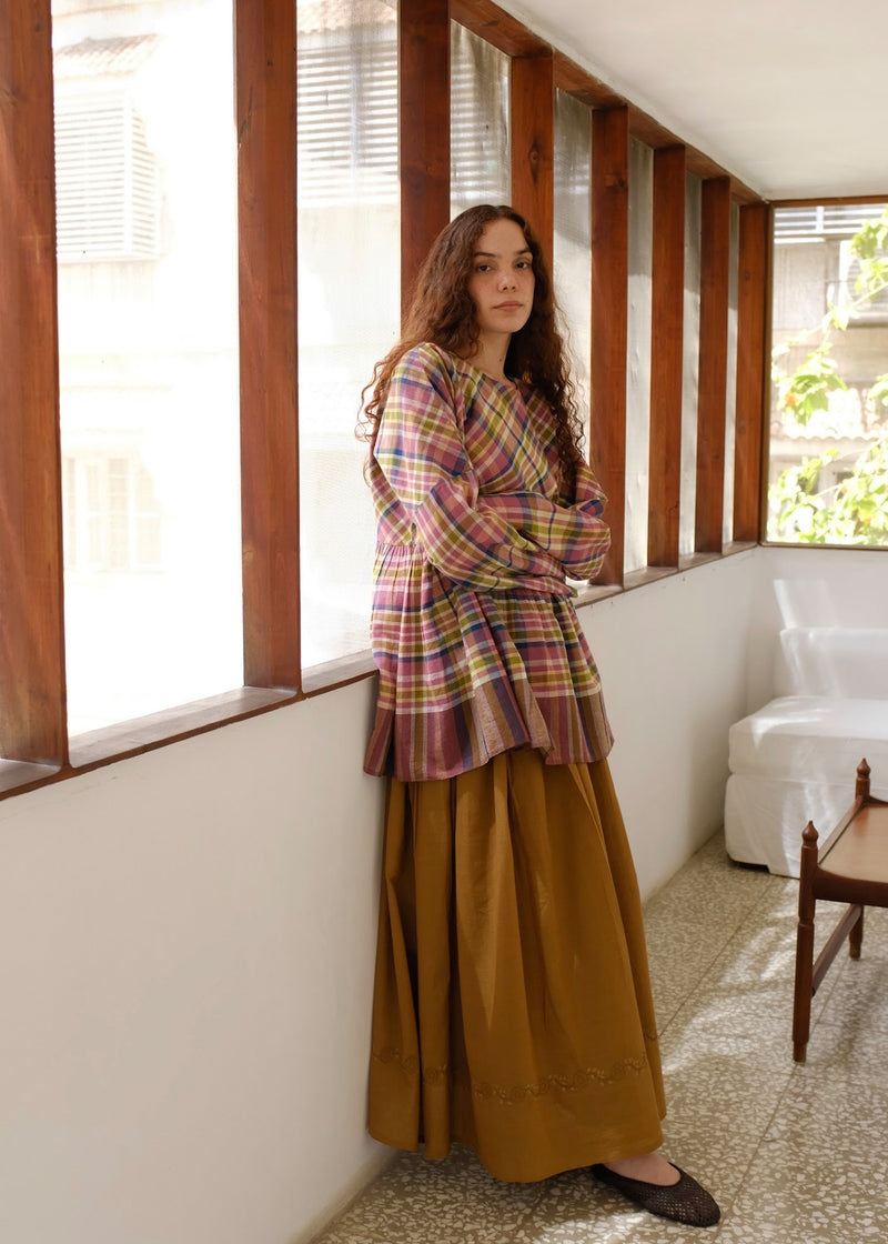 Poppy Top handwoven cotton top/shirt by MASON AND MILL in multi-color for women Worldwide