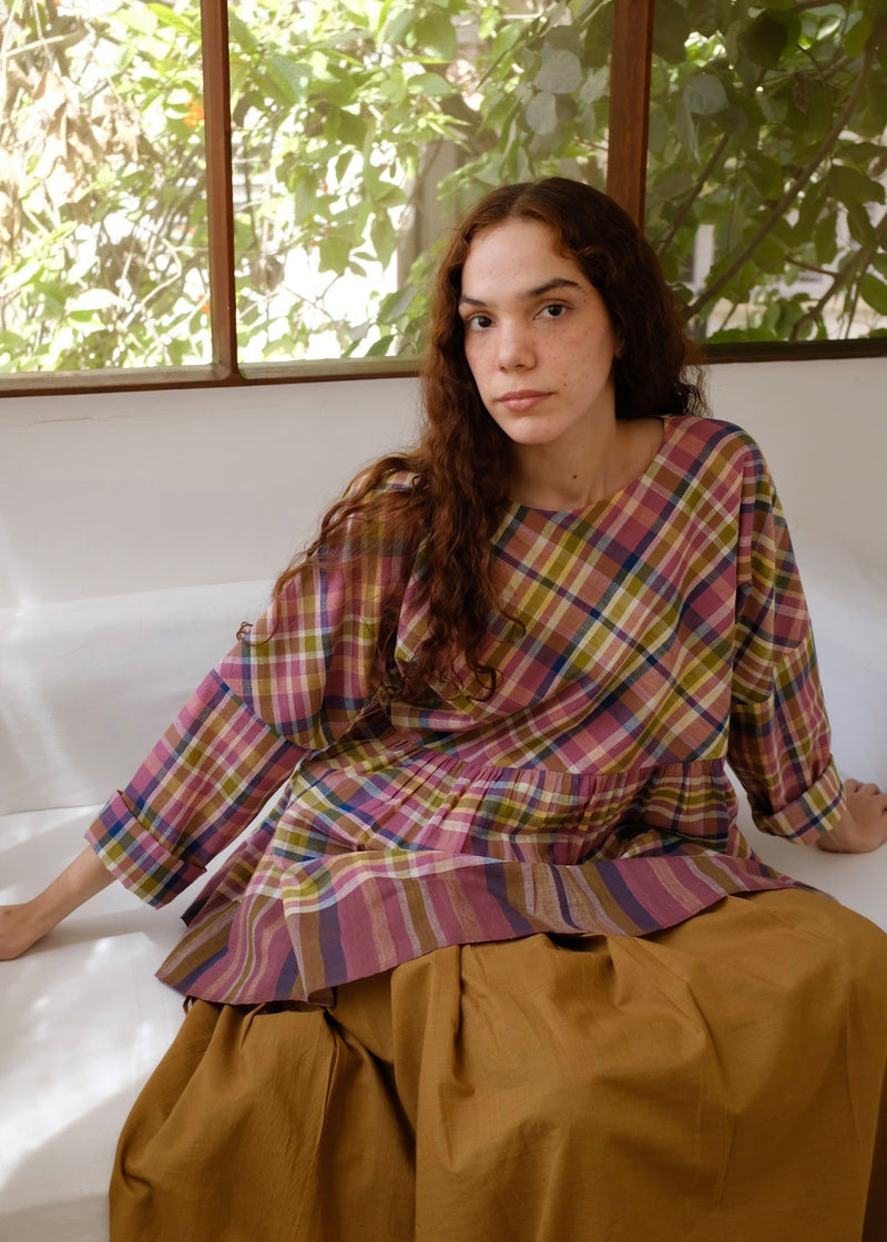 Poppy Top handwoven cotton top/shirt by MASON AND MILL in multi-color for women Worldwide
