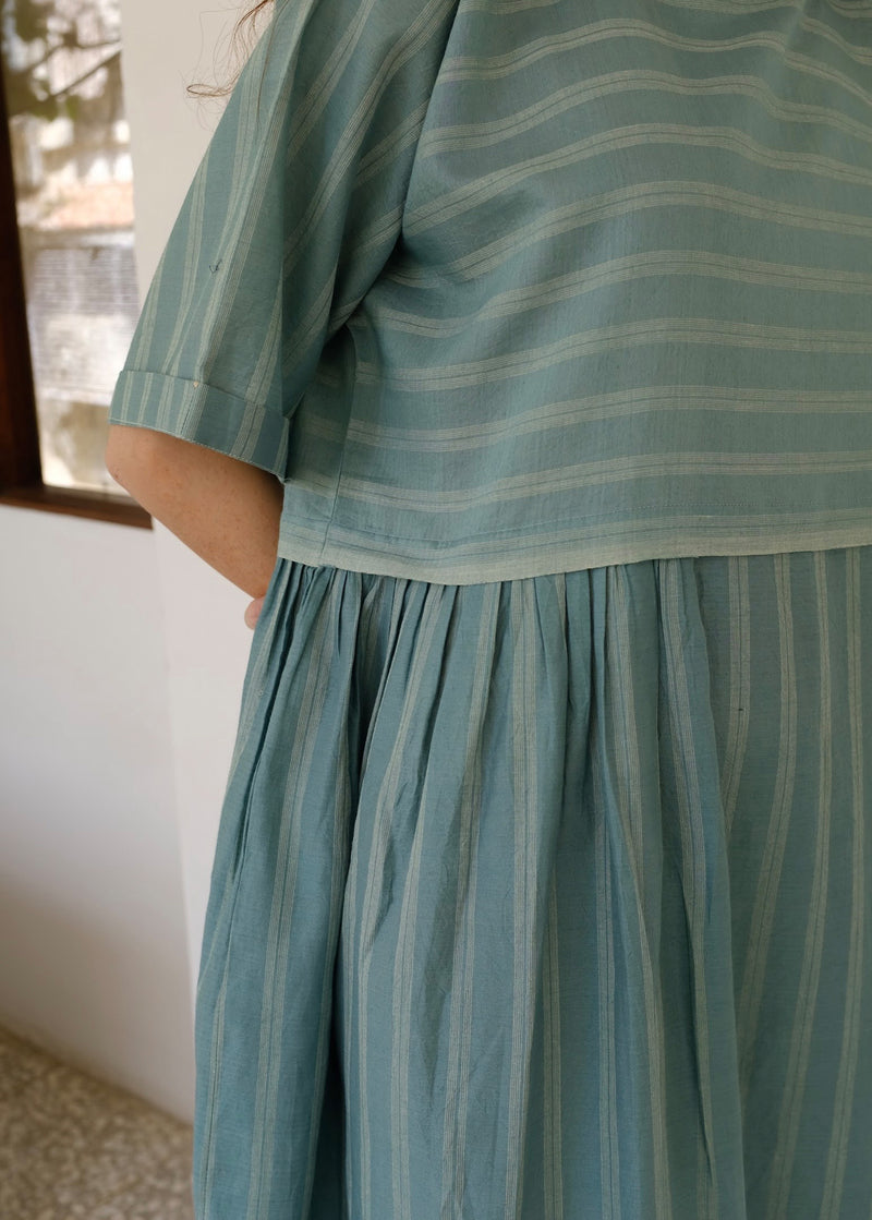 Nina-Sea Green Dress cotton silk dress by MASON AND MILL in sea green for women Worldwide