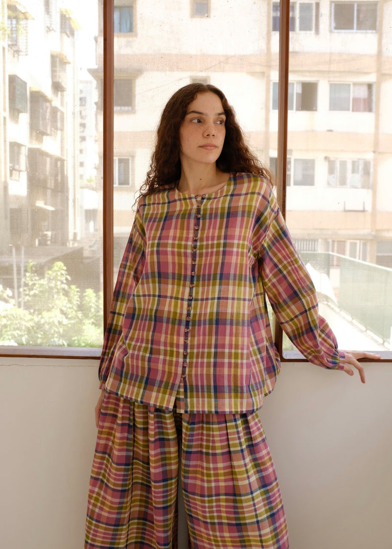 Billie Top handwoven cotton top/shirt by MASON AND MILL in multi-color for women Worldwide
