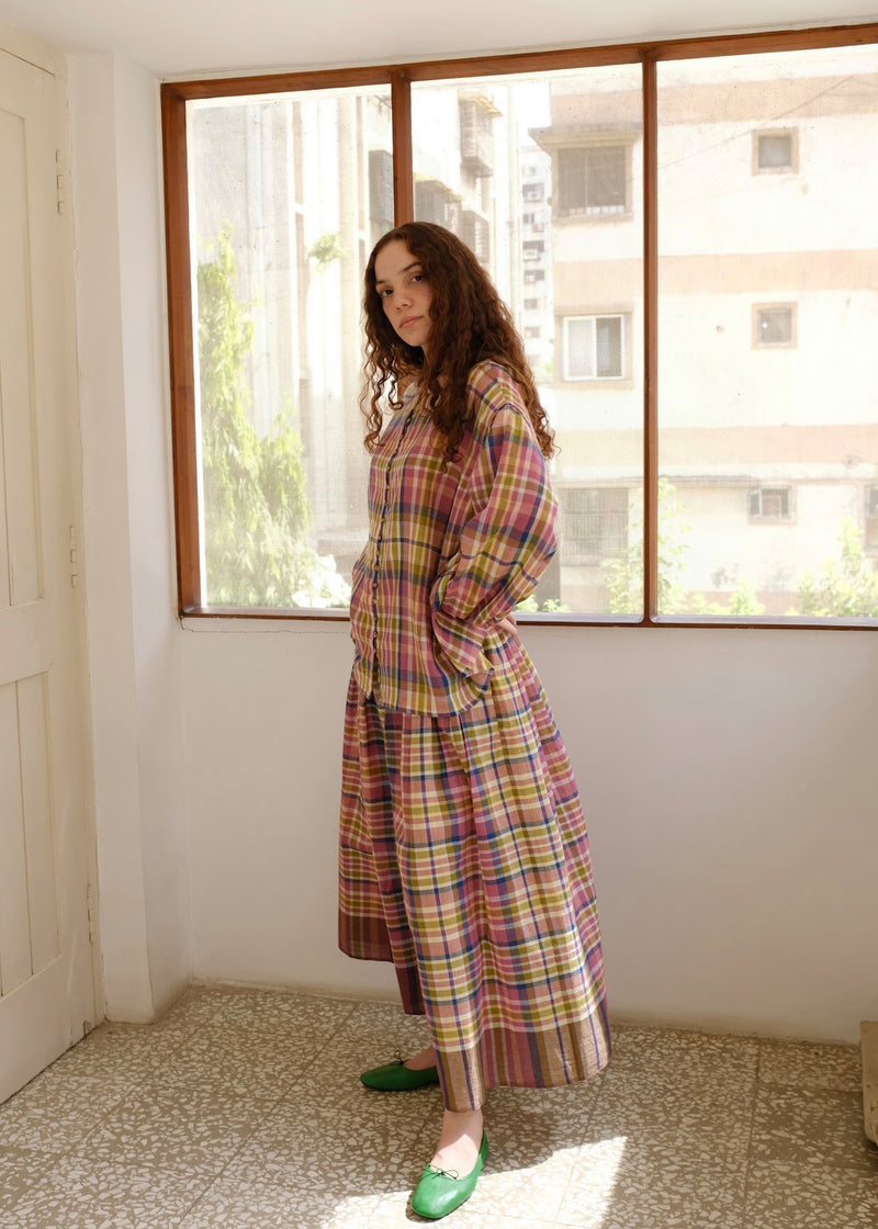 Araya-Chatai Checks Pant handwoven cotton pant/trouser by MASON AND MILL in multi-color for women Worldwide