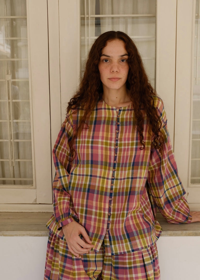 Billie Top handwoven cotton top/shirt by MASON AND MILL in multi-color for women Worldwide