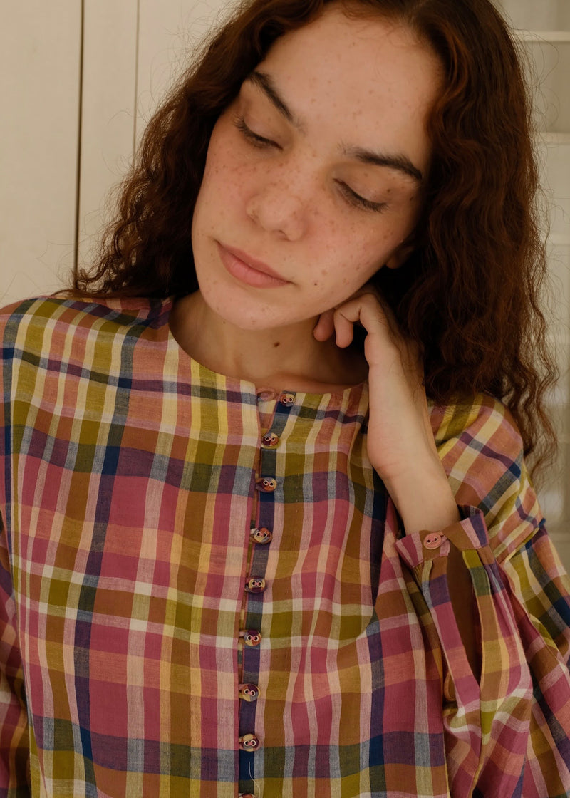 Billie Top handwoven cotton top/shirt by MASON AND MILL in multi-color for women Worldwide