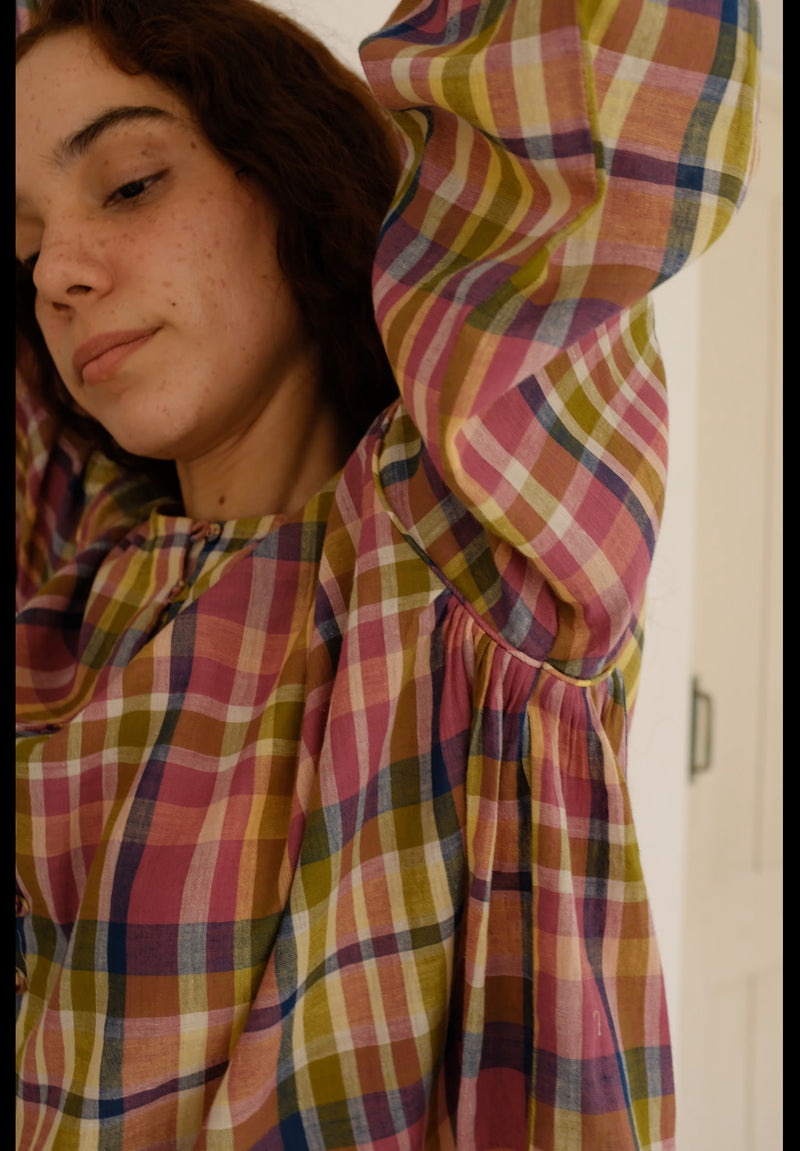 Billie Top handwoven cotton top/shirt by MASON AND MILL in multi-color for women Worldwide