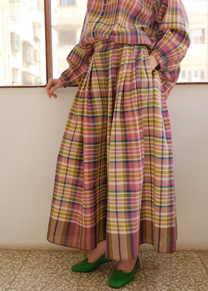 Araya-Chatai Checks Pant handwoven cotton pant/trouser by MASON AND MILL in multi-color for women Worldwide