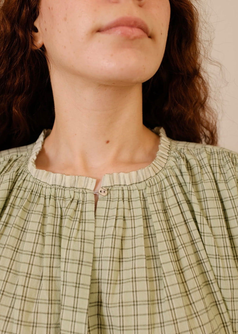Vienna Dress handwoven cotton dress by MASON AND MILL in green for women Worldwide