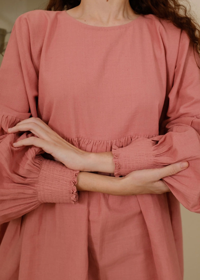 Peggy-Pink Top handwoven cotton top/shirt by MASON AND MILL in pink for women Worldwide