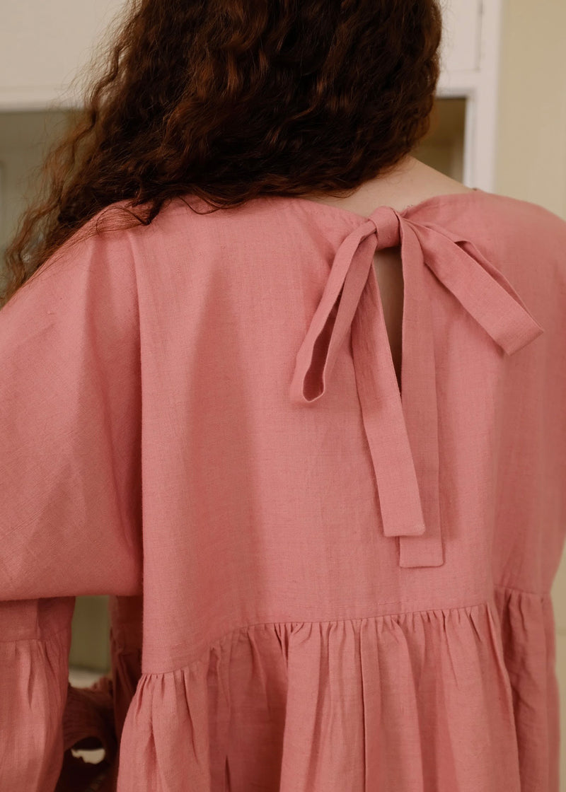 Peggy-Pink Top handwoven cotton top/shirt by MASON AND MILL in pink for women Worldwide