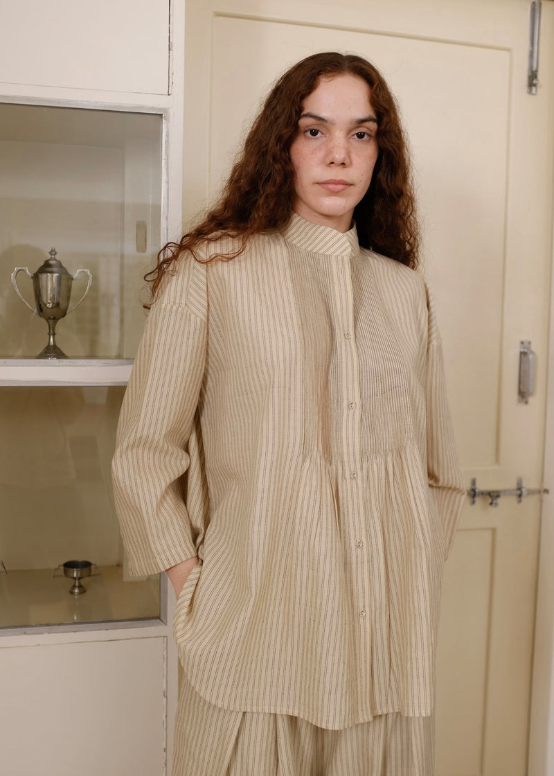 Rue Top handwoven cotton top/shirt by MASON AND MILL in beige for women Worldwide